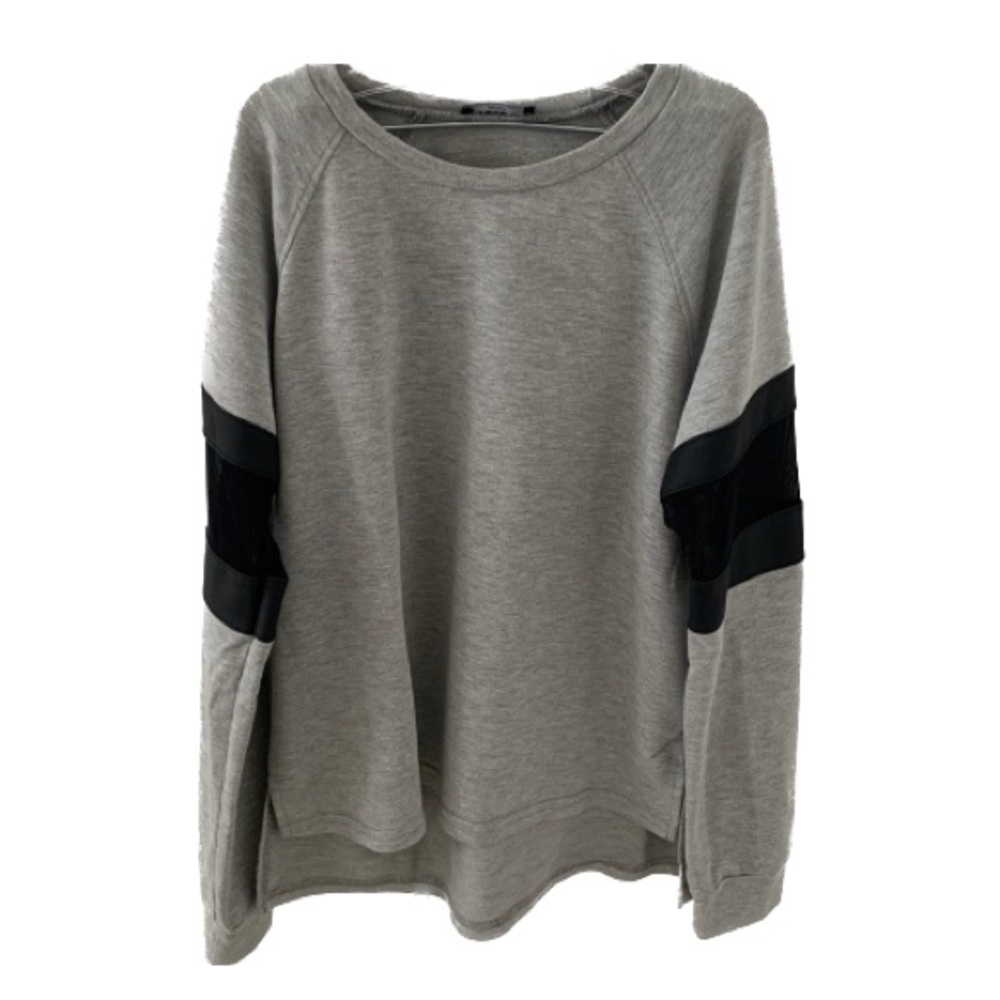 Terez Gray Long Sleeve With Mesh Cut Outs